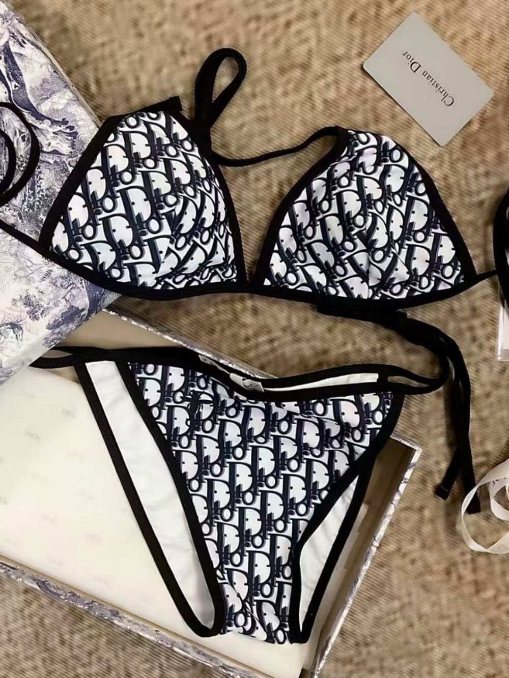 Parisian Chic Dior Oblique Monogram Tie Bikini Set